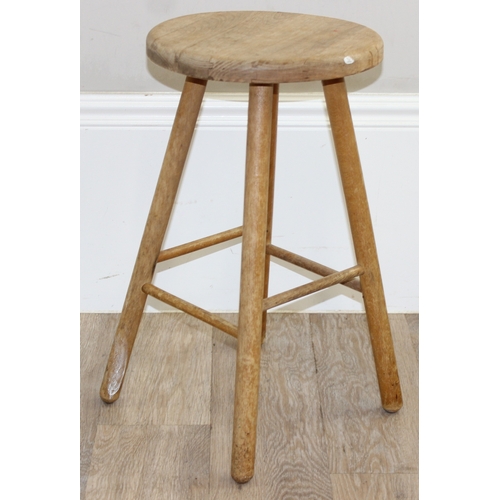 47 - A vintage Ercol style highchair with hoop back and a rustic wooden stool, high chair approx 88cm tal... 