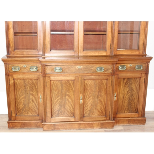 198I - A superb quality 19th century mahogany breakfront bookcase with 4 door glazed top and adjustable she... 