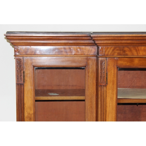 198I - A superb quality 19th century mahogany breakfront bookcase with 4 door glazed top and adjustable she... 