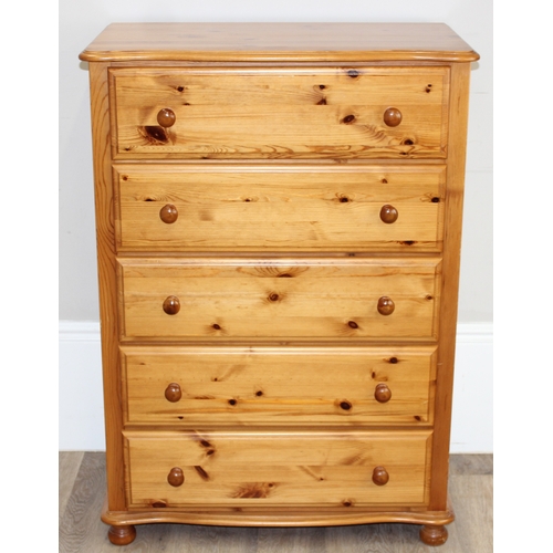 52 - A modern pine 5 drawer chest of drawers, approx 79cm wide x 48cm deep x 111cm tall