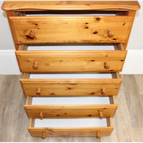 52 - A modern pine 5 drawer chest of drawers, approx 79cm wide x 48cm deep x 111cm tall