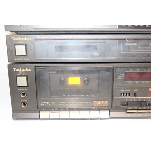 714 - Vintage Technics stacking separates to incl amplifier N6 SU-Z400, AM/FM Stereo Tuner ST-Z400, casset... 