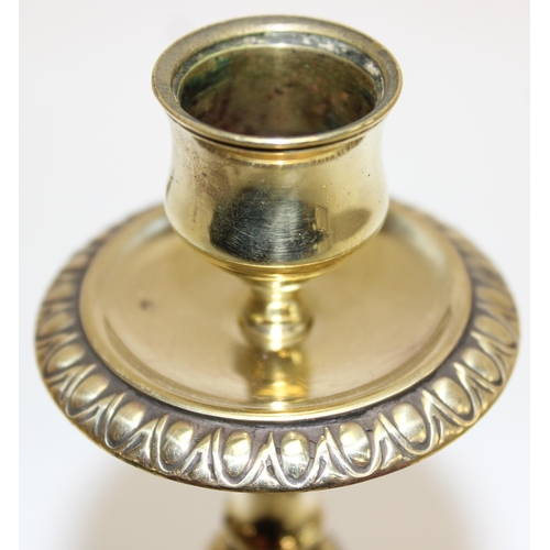 1512 - 3 pairs of brass candlesticks, tallest approx 28cm