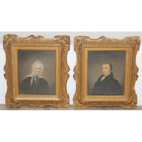 351 - A pair of early 19th century portraits depicting an elderly male and female, superb quality watercol... 