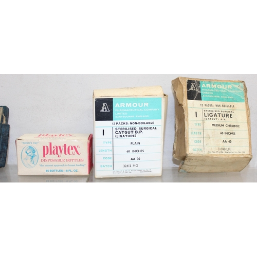 707 - Mix of vintage veterinary and other medical related items to incl microscopic slides and surgical eq... 