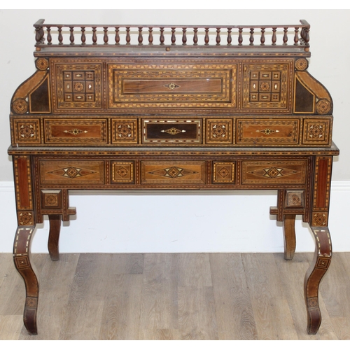 13 - A superb quality highly decorative Syrian or North African Moorish Mashrabiya style desk, dated 1930... 