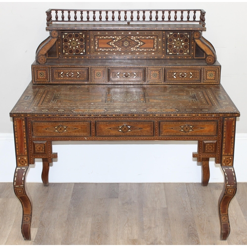 13 - A superb quality highly decorative Syrian or North African Moorish Mashrabiya style desk, dated 1930... 