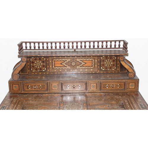 13 - A superb quality highly decorative Syrian or North African Moorish Mashrabiya style desk, dated 1930... 