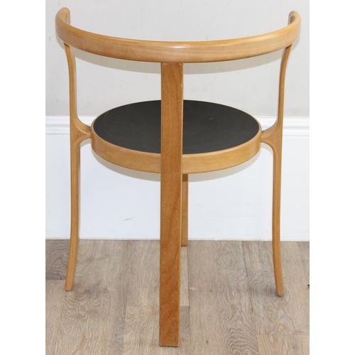 97 - Magnus Olesen of Denmark, a retro bentwood tub chair with black seat, labels to base, approx 55cm x ... 