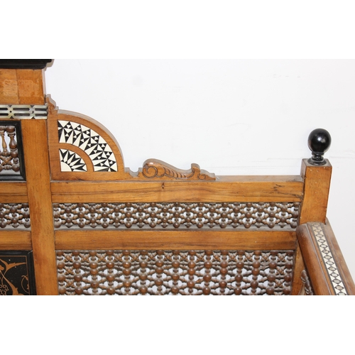 17 - A highly decorative Syrian or North African Moorish Mashrabiya style 2 seater sofa or settee, early ... 