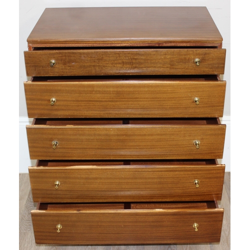 53 - Wrighton Furniture, a retro 5 drawer chest of drawers with cone shaped brass handles, approx 76cm wi... 