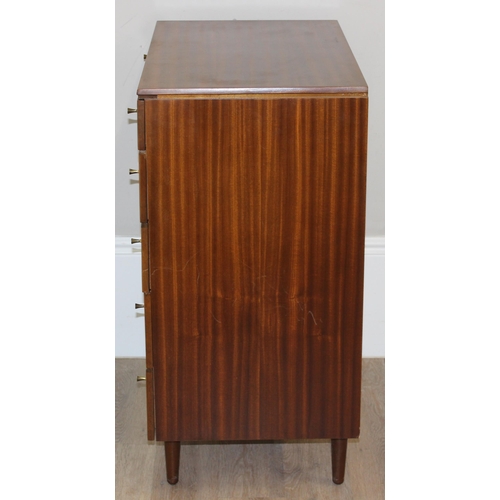 53 - Wrighton Furniture, a retro 5 drawer chest of drawers with cone shaped brass handles, approx 76cm wi... 