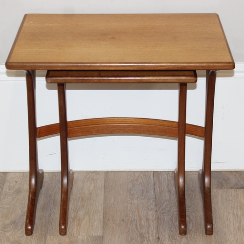 67 - 2 retro G-Plan side tables, 2 from a nest of 3, the largest approx 56cm wide x 40cm deep x 51cm tall