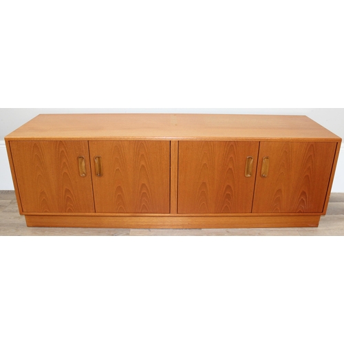 70 - A retro G-Plan low-sideboard with 4 doors comprising 2 cupboards, one with shelf, approx 163cm x 46c... 