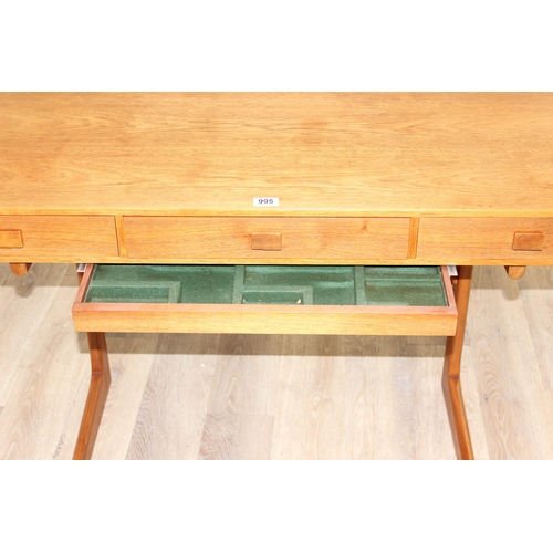 21 - Georg Petersens for GP Farum - a retro Danish cantilever desk with 3 drawers, approx 116cm x 56cm x ... 