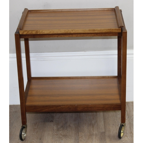 58 - A retro serving trolley with lift out tray, seemingly unmarked, approx 59cm x 40cm x 67cm