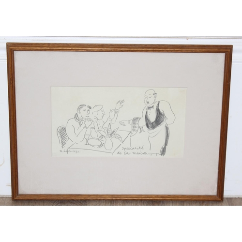 406 - N. Ledwidge? - a caricature pencil sketch entitled 