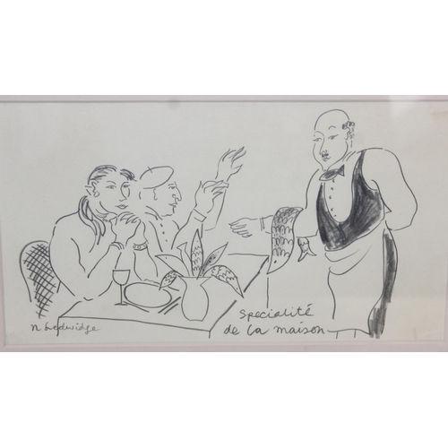 406 - N. Ledwidge? - a caricature pencil sketch entitled 