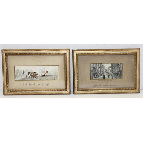 410 - 2 Antique Stevengraphs entitled 'God speed the plough' by Thomas Stevens and 'Ye Olde London street'... 