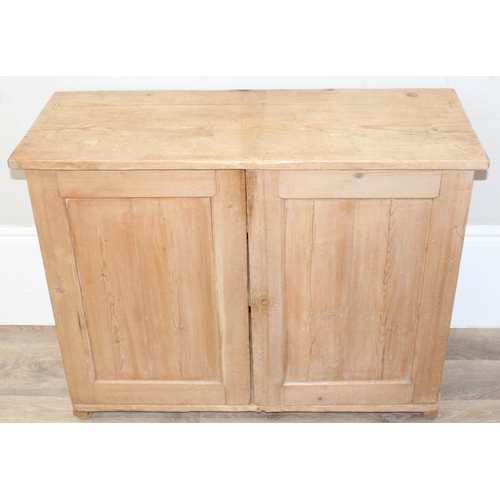 3 - A 19th century pine 2 door cupboard with later dividers, approx 98cm wide x 37cm deep x 78cm tall