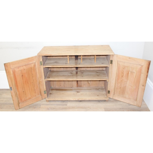 3 - A 19th century pine 2 door cupboard with later dividers, approx 98cm wide x 37cm deep x 78cm tall