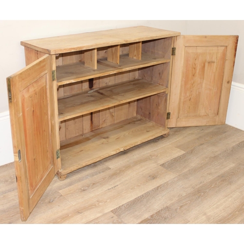 3 - A 19th century pine 2 door cupboard with later dividers, approx 98cm wide x 37cm deep x 78cm tall