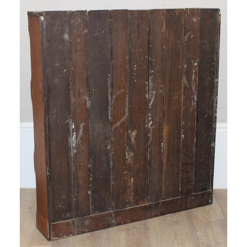 91 - An antique oak plate rack with 3 shelves, approx 87cm wide x 16cm deep x 94cm tall