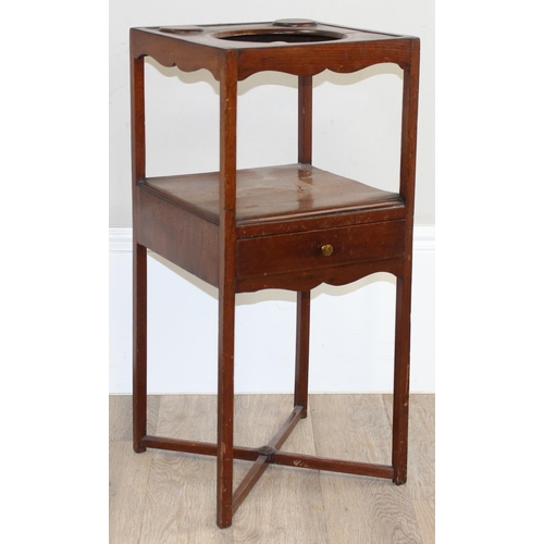 194 - A Georgian mahogany wash-stand with bowl and other ceramic pieces, approx 36cm x 36cm x 79cm