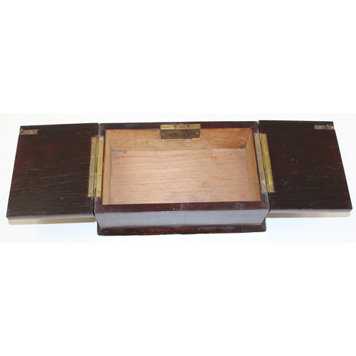 288 - 3 various wooden boxes to include a Tunbridgeware style writing box and a rosewood keepsake box, lar... 