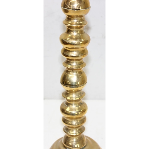 291 - Large pair of vintage heavy brass church altar candlesticks, possibly Dutch, each approx 90cm