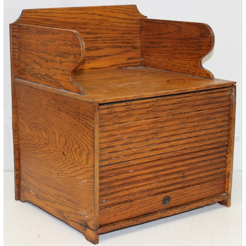 293 - An Art Deco period light-oak table/desk top organiser with tambour front, approx 31cm x 27cm x 37cm