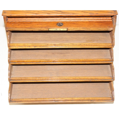 293 - An Art Deco period light-oak table/desk top organiser with tambour front, approx 31cm x 27cm x 37cm