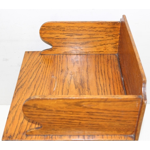 293 - An Art Deco period light-oak table/desk top organiser with tambour front, approx 31cm x 27cm x 37cm