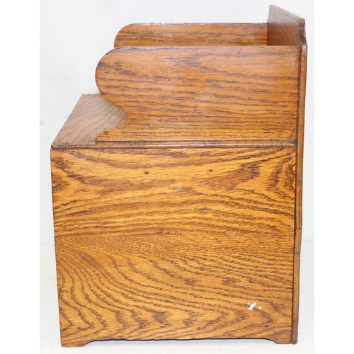 293 - An Art Deco period light-oak table/desk top organiser with tambour front, approx 31cm x 27cm x 37cm