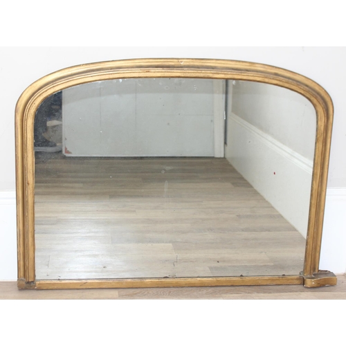 411 - Antique dome-topped over mantel gilt framed mirror, approx 120cm x 85cm