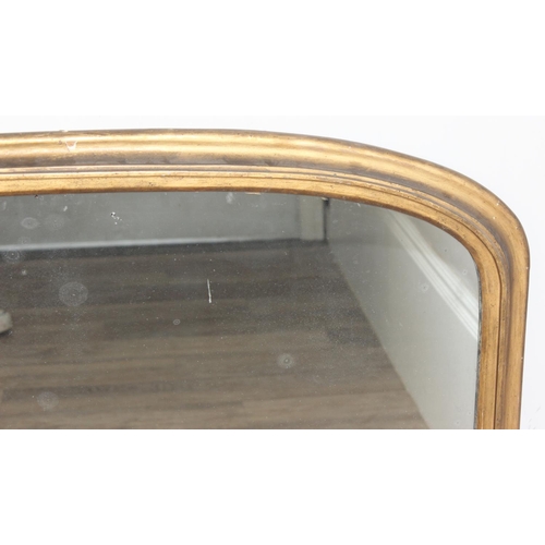 411 - Antique dome-topped over mantel gilt framed mirror, approx 120cm x 85cm