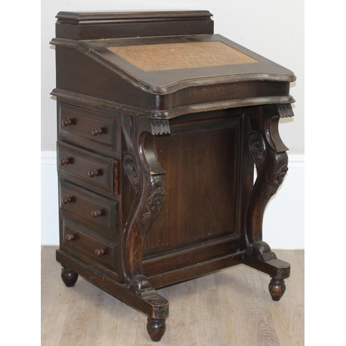 198U - An antique style mahogany Davenport desk with leather inlaid top and 8 drawer fitted interior, appro... 