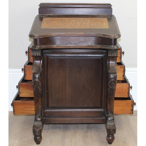 198U - An antique style mahogany Davenport desk with leather inlaid top and 8 drawer fitted interior, appro... 