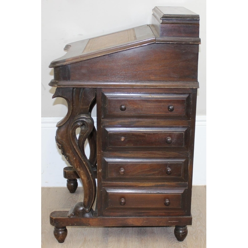 198U - An antique style mahogany Davenport desk with leather inlaid top and 8 drawer fitted interior, appro... 