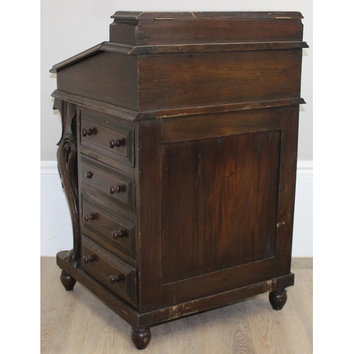 198U - An antique style mahogany Davenport desk with leather inlaid top and 8 drawer fitted interior, appro... 