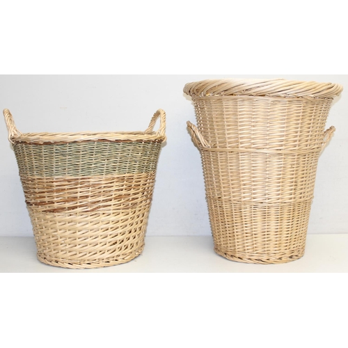 295 - A large qty of assorted wicker and other baskets, and a vintage trug, the largest approx 48cm tall