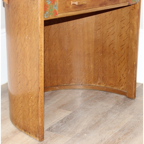 95 - Ebenezer Gomme for G-Plan Furniture - a very unusual Art Deco limed oak dressing table and stool, th... 