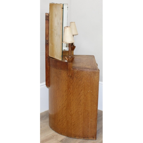 95 - Ebenezer Gomme for G-Plan Furniture - a very unusual Art Deco limed oak dressing table and stool, th... 