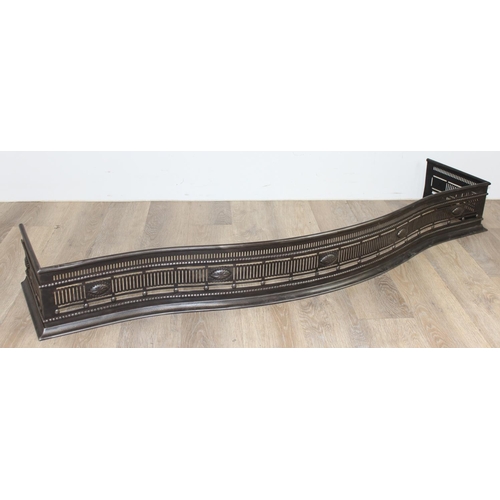 1510 - 2 fire fenders to incl a Georgian style steel example and an antique brass one, largest approx 153cm... 