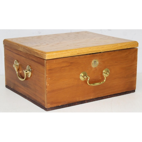 276 - A good quality antique style wooden strong box with 2 keys, approx 36cm wide