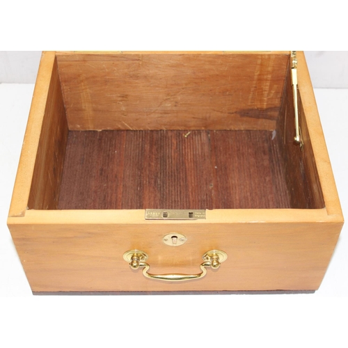 276 - A good quality antique style wooden strong box with 2 keys, approx 36cm wide