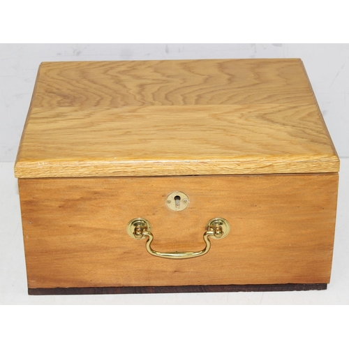 276 - A good quality antique style wooden strong box with 2 keys, approx 36cm wide