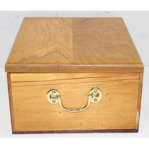 276 - A good quality antique style wooden strong box with 2 keys, approx 36cm wide