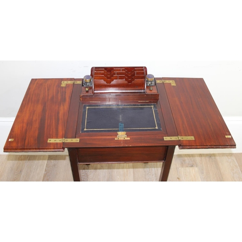 117 - A superb quality Edwardian inlaid mahogany pop-up or Jack in the Box writing desk, the hinged panels... 