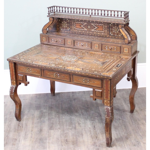 13 - A superb quality highly decorative Syrian or North African Moorish Mashrabiya style desk, dated 1930... 